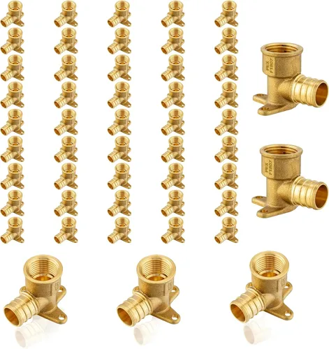 Vista 15 de PEX Fittings, 1/2" PEX x 1/2" hembra NPT Drop Ear Elbow Accesorios de engarce de latón PEX, para fontanería de tubería PEX, ASTM F1807