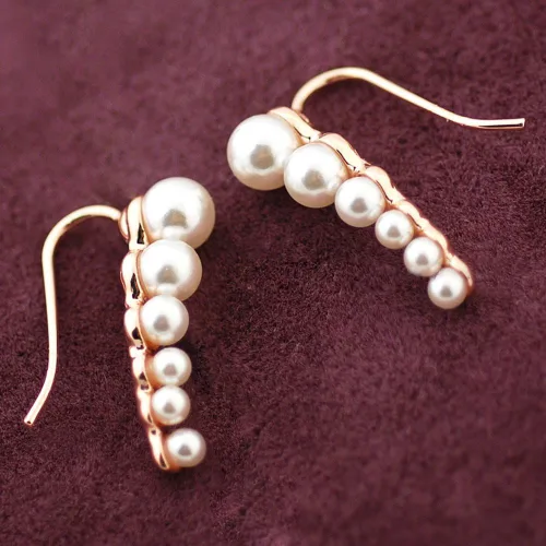 Vista 5 de Pendientes de aro con perlas para escalar, para mujer