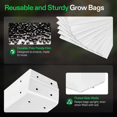 Vista 6 de VIVOSUN Paquete de 50 bolsas de cultivo de 1 galón para plantas, contenedores de película de panda en blanco y negro, bolsa de plástico gruesa