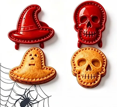 Vista 9 de Juego de moldes para tartas de mano de Halloween, suministros reutilizables E-4 piezas