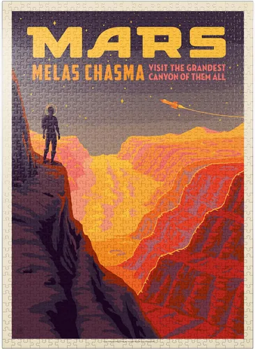 Vista 8 de MyPuzzle Mars: Melas Chasma, póster vintage, rompecabezas prémium de 100 piezas para adultos