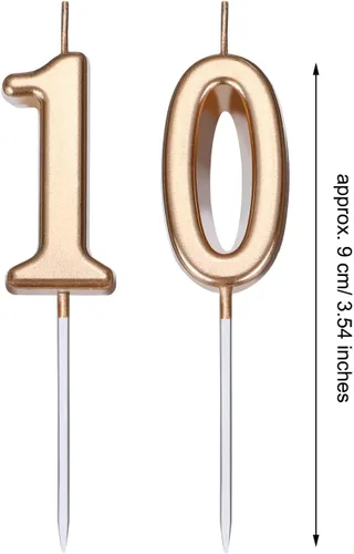 Vista 2 de 10 Velas de Cumpleaños Número de Pastel, Velas de Números del 10, Decoración Feliz de Pastel, para Boda, Aniversario, Celebración, Adorno de Fiesta