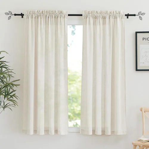 Vista 115 de RYB HOME - Cortinas de lino texturizado semitranslúcidas, privacidad media, filtro de luz, decoración de ventana para dormitorio/baño/sala de estar