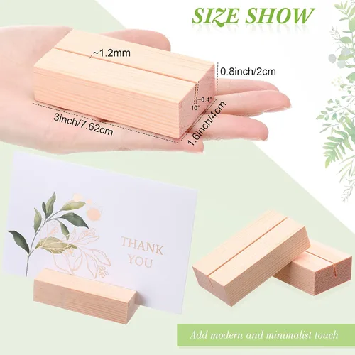 Vista 2 de 12 soportes de madera para colocar lugares de madera para letreros de mesa, soporte para tarjetas de identificación para decoración de eventos