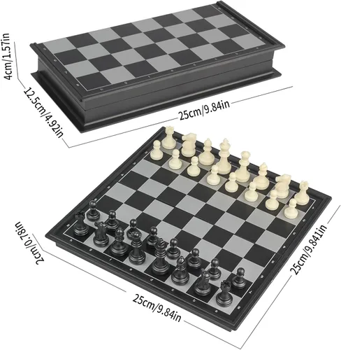 Vista 2 de Andux Juego de mesa magnético plegable tres en uno, ajedrez, backgammon, damas CXYXQ-02 (M)