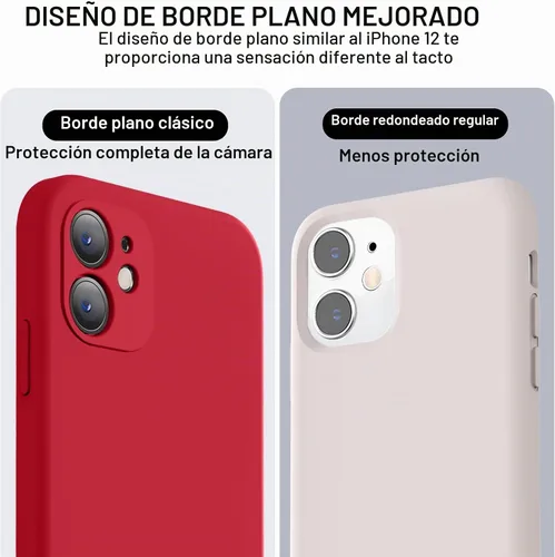 Vista 3 de Vooii Funda compatible con iPhone 11, silicona líquida mejorada con bordes planos, protección de cámara, forro de microfibra antiarañazos suave Rojo