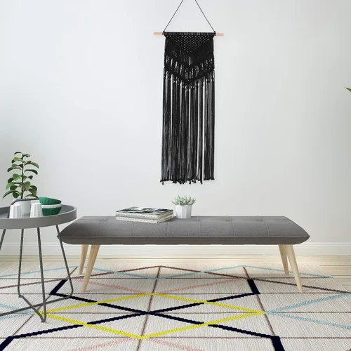 Vista 4 de RLoncomix Tapiz tejido de macramé para colgar en la pared, bohemio, elegante, geométrico, decoración del hogar, frontón de pared, negro, 16 x 30