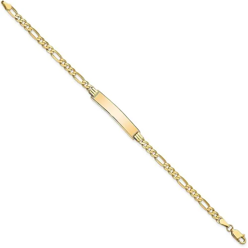 Vista 2 de 14k Yellow Gold Flat Figaro Link ID Bracelet For Women