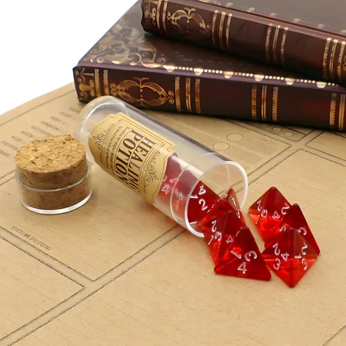 Vista 3 de Botella de dados de poción curativa D4 - Accesorio para juegos de rol D&D