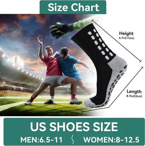 Vista 7 de 246 Pairs Men's Soccer Socks Grip Pads Non Slip Football Baseball Soccer Socks for Men Women