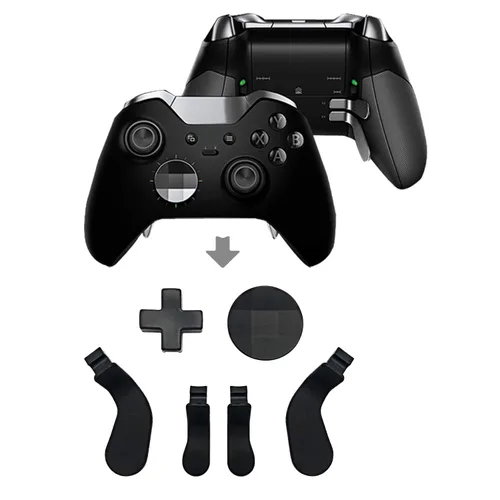 Vista 3 de 13 in 1 Metal Swap Thumbsticks Joysticks, Trigger Paddles, Dpads and Tool for Xbox One Elite Controller Series 2, Elite Series 2 Core (Black)