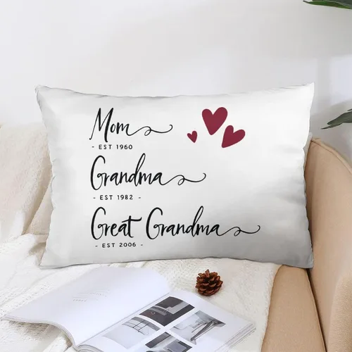 Vista 11 de Fundas de almohada lumbar personalizadas para el Día de la Madre con nombres de los niños, 12 x 20 pulgadas, funda de cojín rectangular decorativa