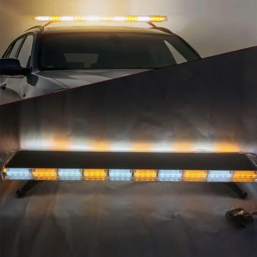 Vista 8 de 47" Barra de Luz de 108 LED para Coche - Luces Estroboscópicas Ámbar de Advertencia Con 15 Modos de Parpadeo para Construcción, Camiones de 47" 108