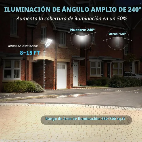 Vista 6 de Farolas solares impermeables para exteriores, sensor de movimiento de 6500 K del atardecer al amanecer con control remoto, luz LED de seguridad