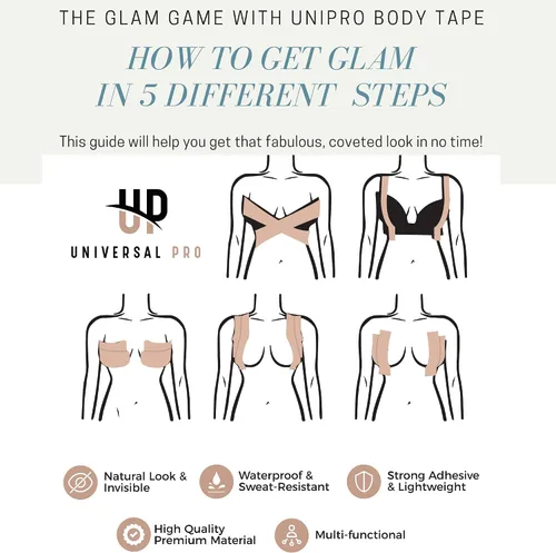 Vista 2 de Boob Tape, BoobyTape for Breast Lift Tape A-E Cup, Push Up in All Dress Tape with Reusable Nipplecover Adhesive,Bob Tape