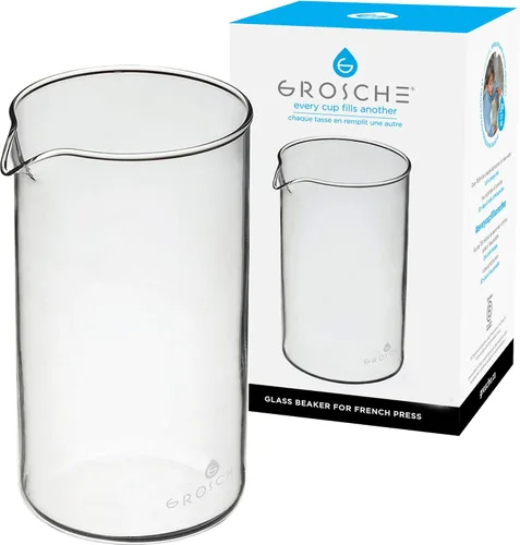 Vista 6 de GROSCHE Vaso universal de vidrio de repuesto para prensa francesa, jarra de vidrio de borosilicato 3.3 para café y té, resistente al calor, se
