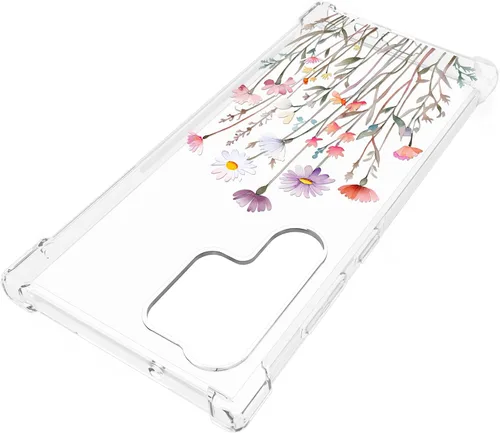 Vista 8 de FL-37 - Funda transparente floral para Galaxy S23 Ultra 5G para mujeres/niñas, bonita funda de teléfono para Samsung Galaxy S23 Ultra, diseño