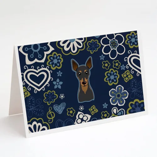 Vista 47 de Caroline's Treasures BB5095GCA7P - Tarjetas de felicitación y sobres con diseño de flores azules y sabuesos afganos, paquete de 8 tarjetas en blanco