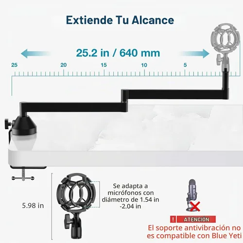 Vista 3 de InnoGear Brazo de Micrófono de Perfil Bajo, Soporte de Brazo de Micrófono Giratorio de 360°, Brazo Articulado de Micrófono de Escritorio Plegable