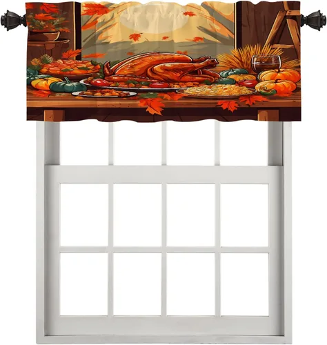 Vista 27 de Cortinas geométricas de cocina para ventanas, color negro, blanco, turquesa, cenefas opacas de poliéster multicapa para cocina, paquete de 2