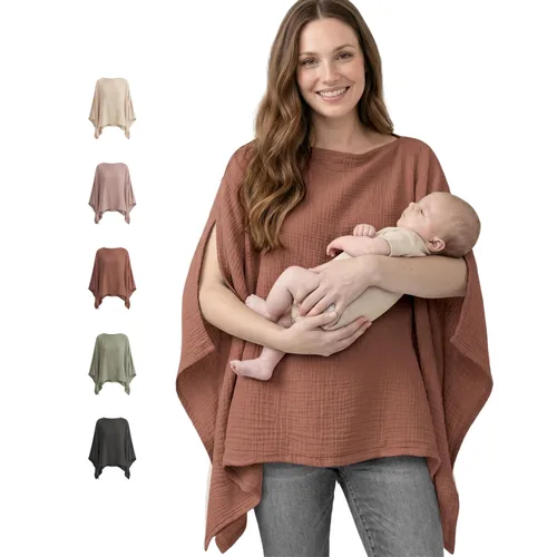Vista 9 de Konssy - Funda de lactancia de muselina para mujer, poncho de privacidad completa de 360°
