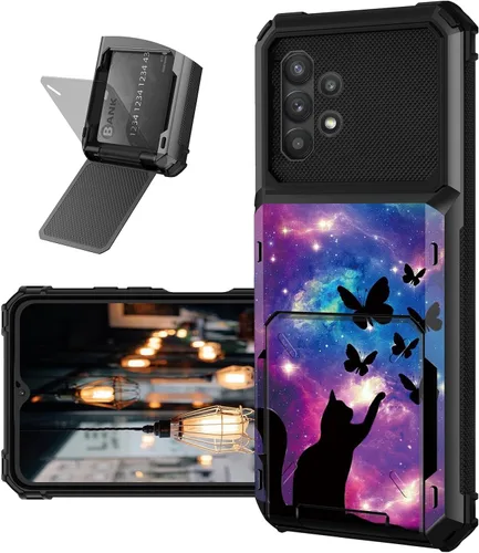Vista 31 de Funda tipo cartera para Samsung Galaxy A32 5G con ranura para tarjetero, funda con tapa híbrida de doble capa, resistente, a prueba de golpes, funda