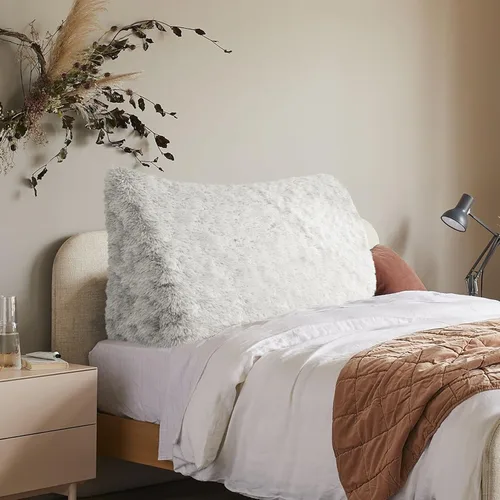 Vista 8 de Almohada de cabecera totalmente rellena y engrosada tamaño Queen, cabecera acolchada suave y firme, soporte grande, cojín cilíndrico triangular Negro