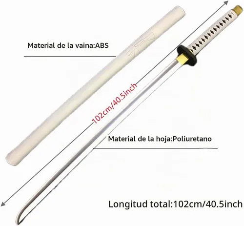 Vista 2 de damdos Soporte de Halloween de 40 pulgadas, arma Katanoa para cosplay, espada Roronoa Zoro de goma de poliuretano Samourai espadas regalos
