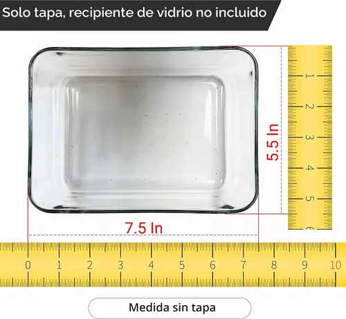 Vista 3 de Tapas de repuesto para recipientes de vidrio Pyrex para almacenamiento de alimentos de 3 tazas, (7.75 x 5.75 pulgadas), tapas rectangulares de Azul
