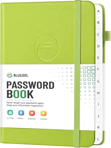 Vista 12 de Libro de contraseñas con pestañas alfabéticas, protector de contraseñas de tapa dura, organizador de cuaderno de contraseñas para computadora e