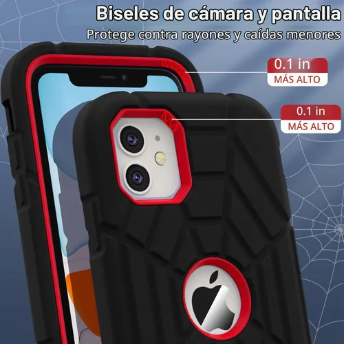 Vista 5 de Grifobes Funda para iPhone 11/iPhone XR de 6.1 pulgadas, Silicona Gruesa 3 en 1 de Servicio Pesado Resistente a Golpes Robusta Protectora para Negro