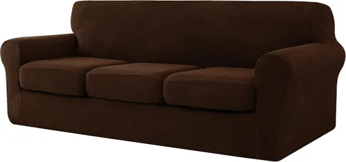 Vista 17 de CHUN YI Fundas de terciopelo para sofá de 4 piezas para sofá de 3 cojines, funda de sofá antideslizante resistente al agua, protector de muebles