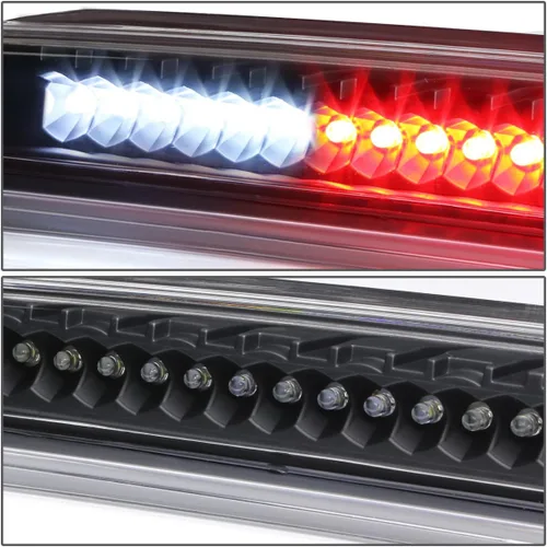 Vista 3 de DNA MOTORING Tercera luz LED de freno con lente ahumada de carcasa negra, lámpara de freno de montaje alto de tercera cola, compatible con Nissan