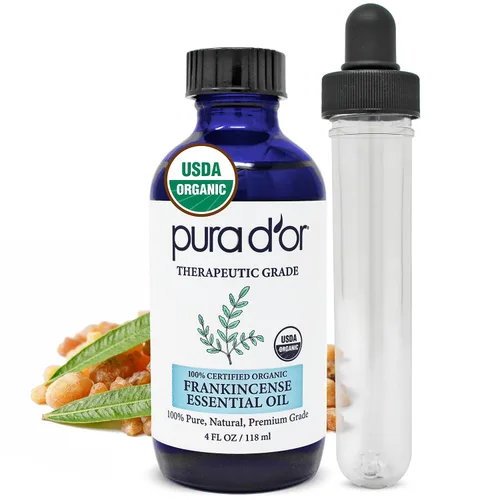 Vista 2 de PURA D'OR Aceites esenciales orgánicos de incienso y lavanda (4 onzas con cuentagotas de vidrio) 100% puros y naturales, grado terapéutico