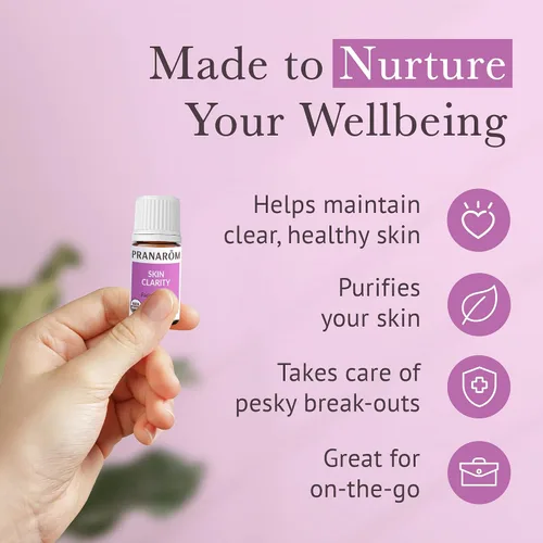 Vista 5 de Pranarom - Mezcla de aceites esenciales Claridad para la piel (0.2 fl oz) - Lavanda, árbol de té, tomillo, romero, niaouli, manzanilla y helicriso