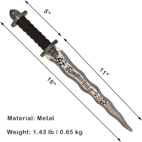 Vista 3 de AFIXO - Espada de metal oscuro de 16 pulgadas para cosplay, colección, accesorios de disfraces