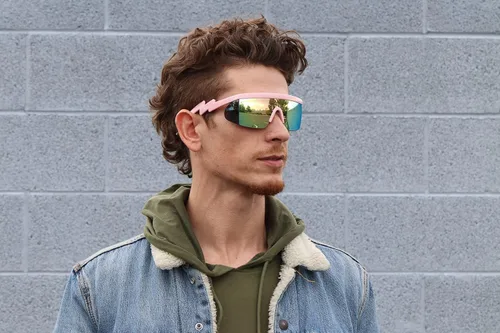 Vista 4 de Flawless Eyewear - Gafas de seguridad parcialmente sin marco, estilo retro, mica con reflejo de arco iris, gafas de sol, patas en zigzag