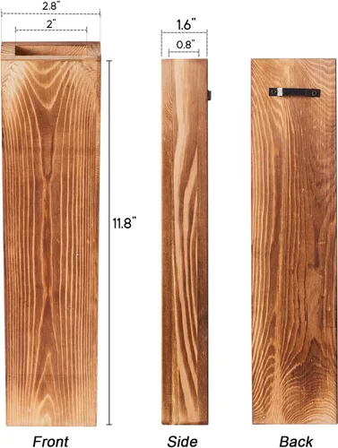 Vista 7 de Paquete de 2 macetas de pared de madera con 4 tallos de eucalipto sintético extraíbles, decoración moderna de pared de granja para sala de estar