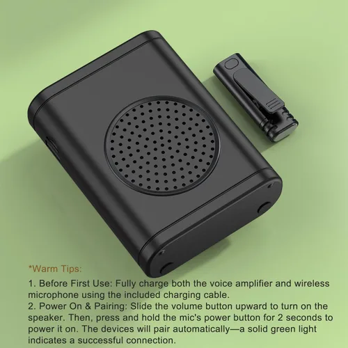 Vista 8 de Amplificador de voz con micrófono inalámbrico de solapa con clip, [Bluetooth 5.3] Micrófono para profesor para aula, Sistema PA de altavoz mini