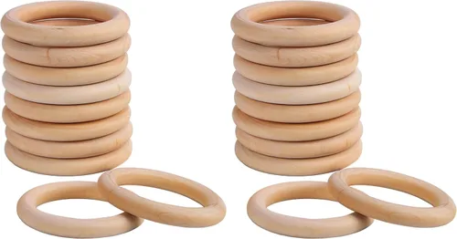 Vista 5 de AUGSUN 10 anillos de madera sin terminar de 2.756 in para manualidades