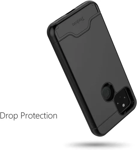 Vista 7 de Funda tipo cartera para Google Pixel 5, funda de doble capa con ranura para tarjeta y soporte para Google Pixel 5 - Negro