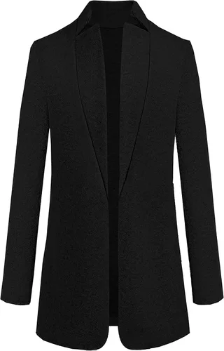 Vista 3 de Omoone Chaqueta básica de cuello alto para mujer, chaqueta ajustada con solapa con muescas