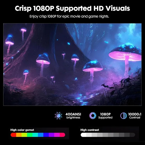 Vista 11 de Mini proyector con Android 12 y aplicaciones integradas, WiFi y Bluetooth color1