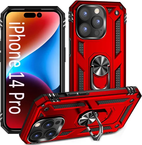Vista 31 de ADDIT i Phone 14 Pro - Funda para iPhone 14 Pro, con anillo de soporte, soporte ajustable, grado militar, protección resistente, a prueba de golpes