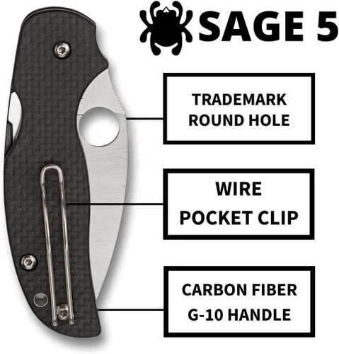 Vista 4 de Cuchillo de hoja plegable Spyderco Sage C123CFPCL con 5 cierres de compresión.