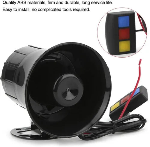 Vista 7 de Acouto 12V 30W Car 3 Tonos Bocina Altavoz Motocicleta Megáfono de advertencia electrónica Sirena Ambulancia Blaring para bocina de coche 12V Altavoz