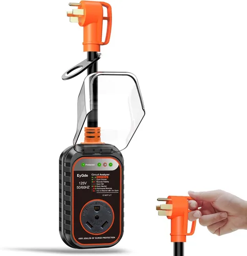 Vista 13 de EyGde Adaptador RV de 30 amperios a 50 amperios con protector de sobretensiones, NEMA TT-30P macho a enchufe hembra 14-50R, analizador de circuitos