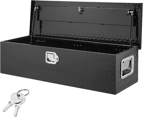 Vista 13 de VEVOR Caja de Herramientas de Aluminio Resistente para Cama de Camión, Caja de Herramientas con Placa Estriada con Mango Lateral y Llaves