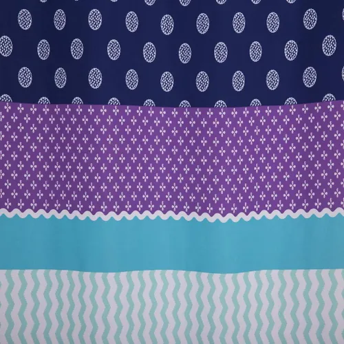 Vista 5 de A&L - 1 cortina de ducha para niños de 70 x 72 pulgadas, diseño de medallón floral aguamarina, decoración de baño, diseño de rayas de enrejado