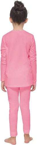 Vista 5 de MANCYFIT Conjunto de ropa interior térmica para niñas, con forro polar largo, capa base ultra suave Rosa bebé